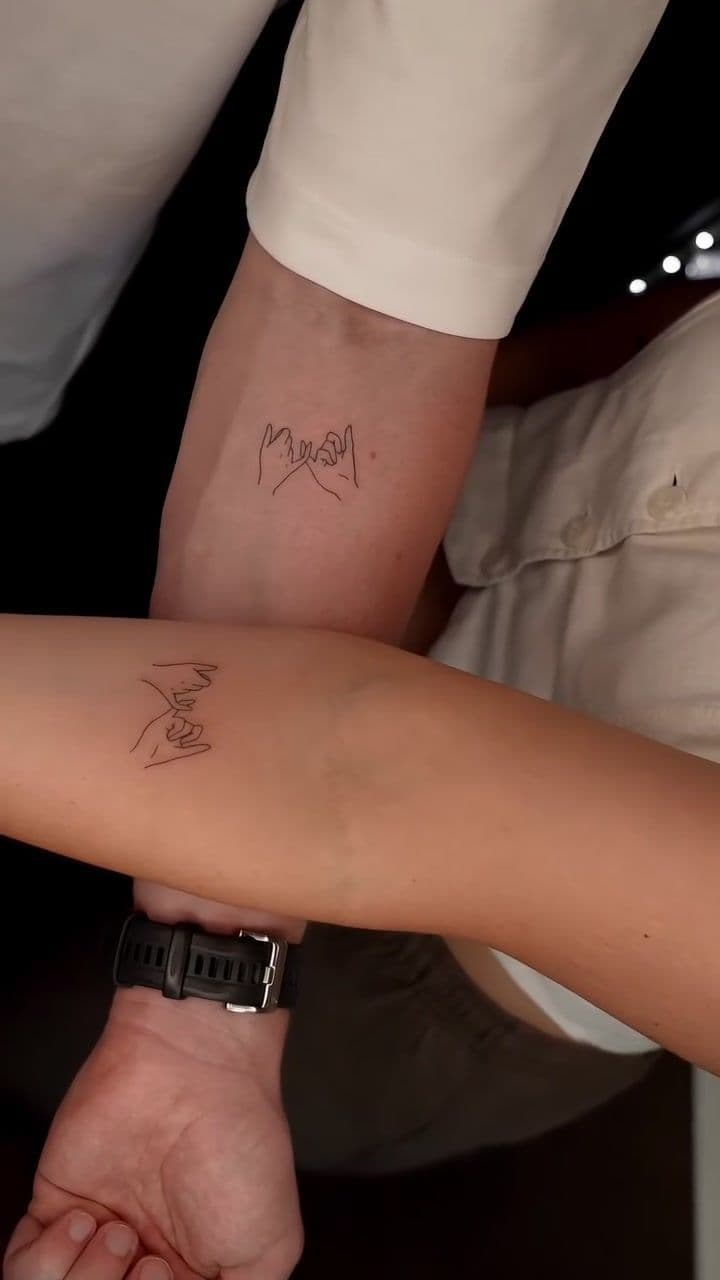 Matching Pinky Promise Fine Line Tattoos