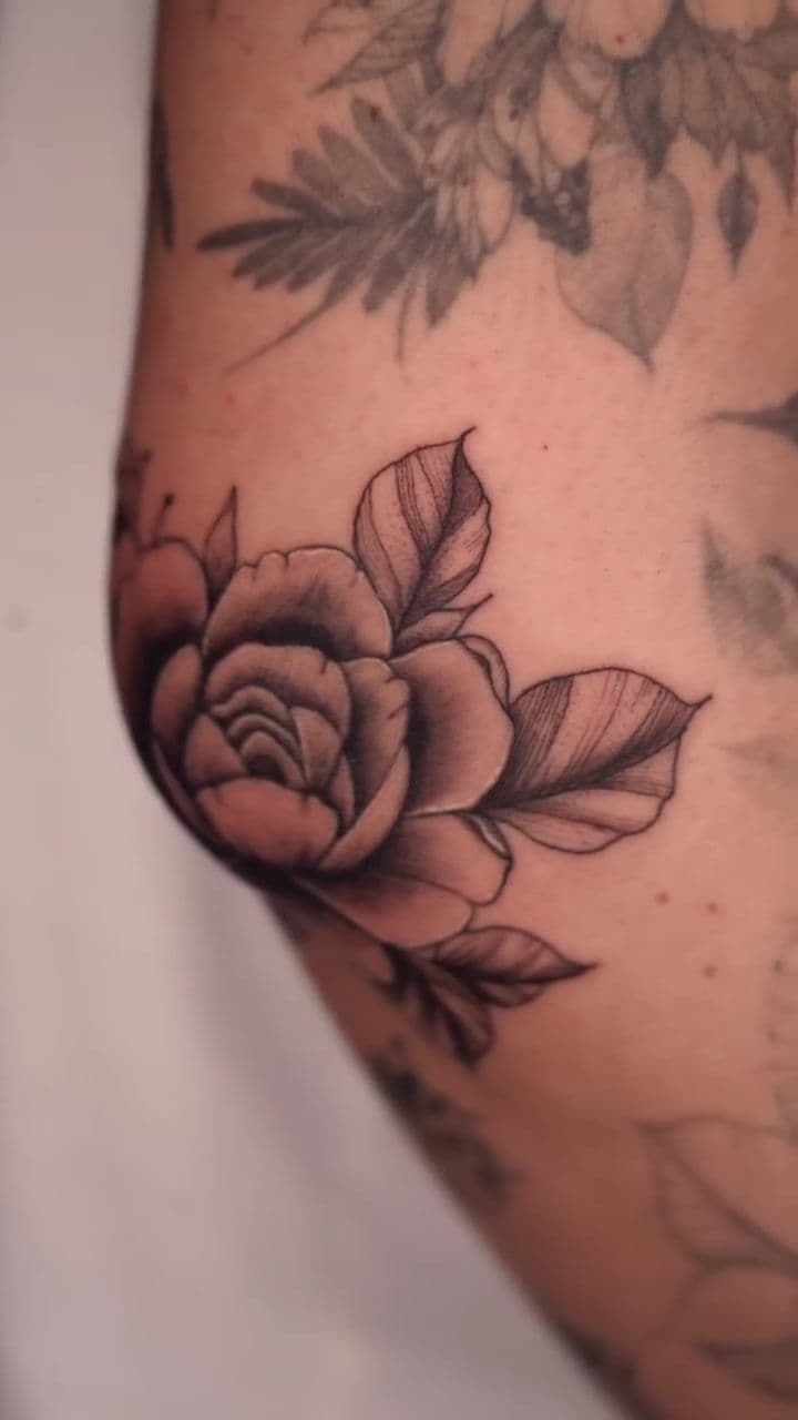 Rose on the Elbow — Floral Sleeve in Progress