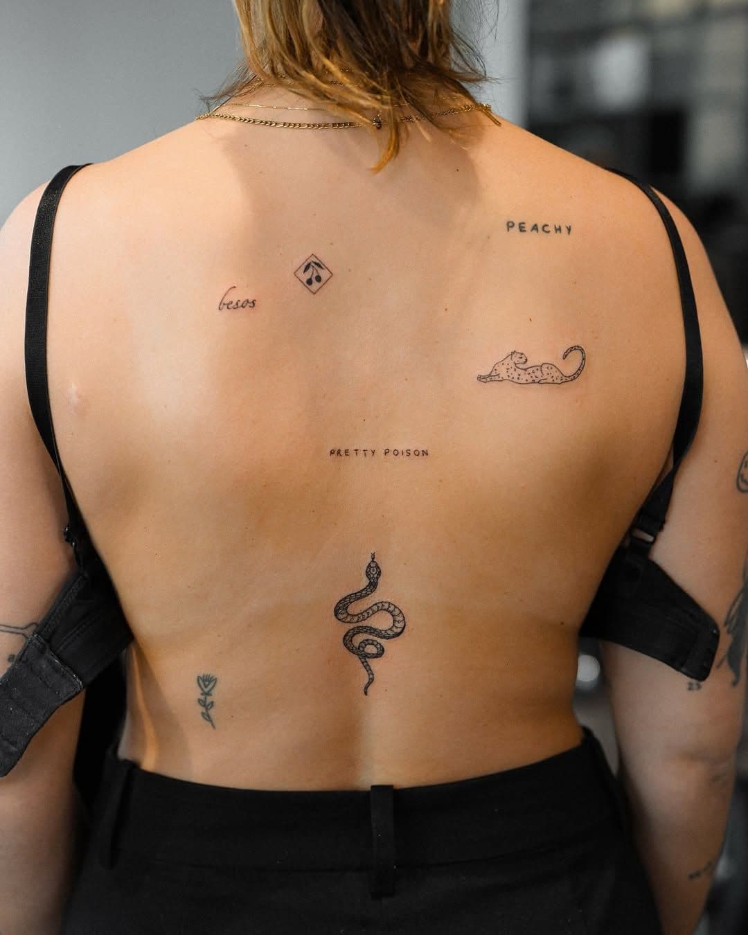 Small Back Tattoo Collection - Delicate Fine Line Pieces 1