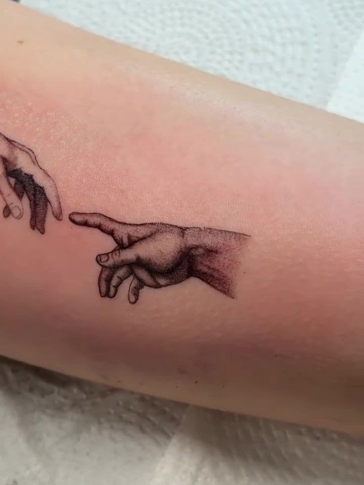 The Creation of Adam in Fine Line Micro-Realism 1