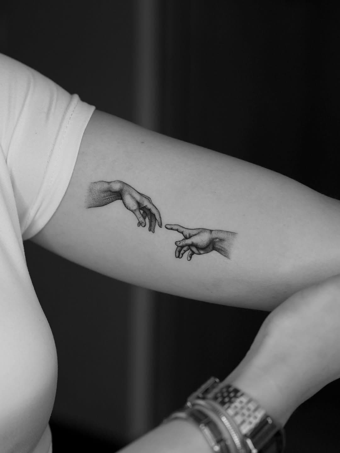 The Creation of Adam in Fine Line Micro-Realism 3