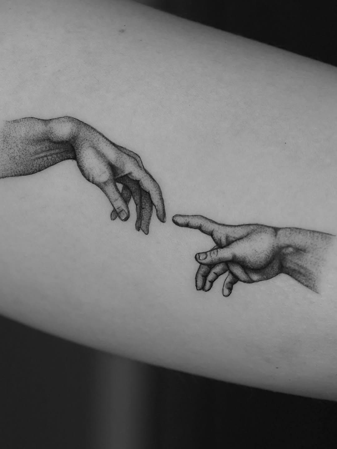 The Creation of Adam in Fine Line Micro-Realism 5